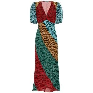 Rixo London Silk Amber Maxi Dress Giraffe Multi Medium